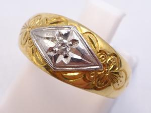 Pt(Pt53.62%保証)/K18 ダイヤ 0.03ct リング 3.6g